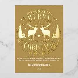 Carte à huile Joyeux Noël Argent Reindeer moderne