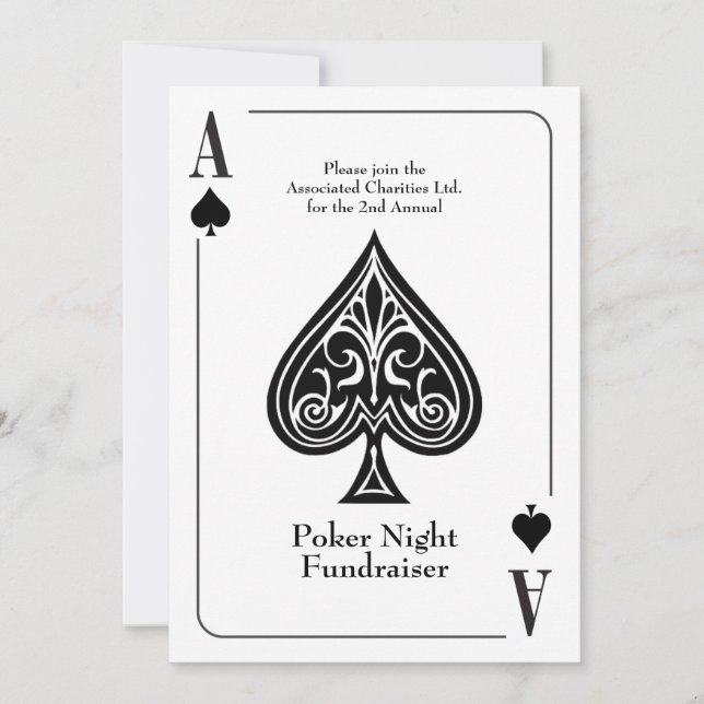 Carte à jouer As de Pique, Poker, Soirée Casino (Devant)