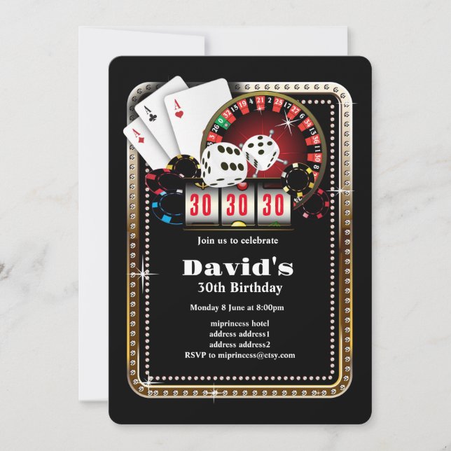 Carte à jouer de poker, invitation à une soirée de (Devant)
