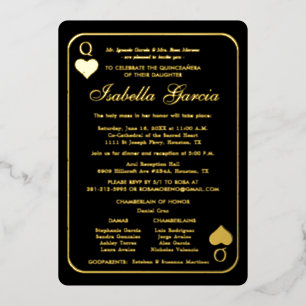 Carte à jouer pailletée or   Quinceañera Las Vegas