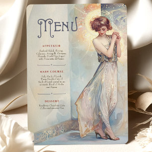 Carte à la carte Soft Pastel Art Nouveau Mariage