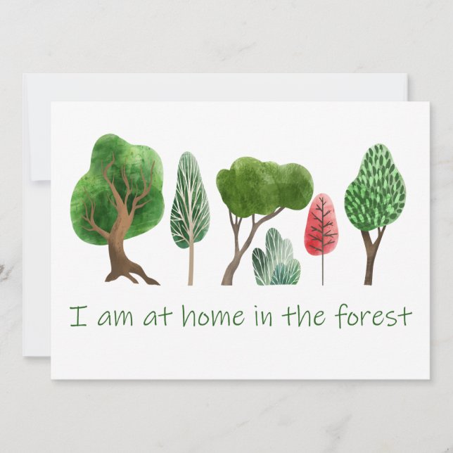 Carte À la maison dans la forêt Citation inspirante (Devant)