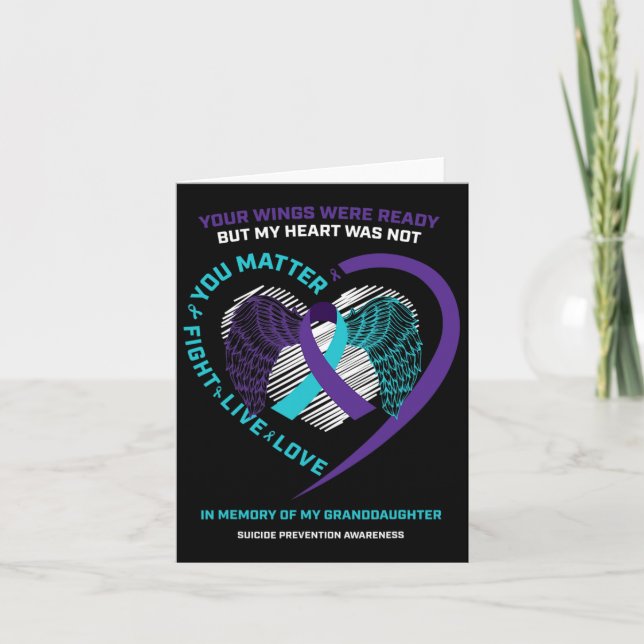 Carte À la mémoire de ma petite-fille Prévention du suic (Devant)