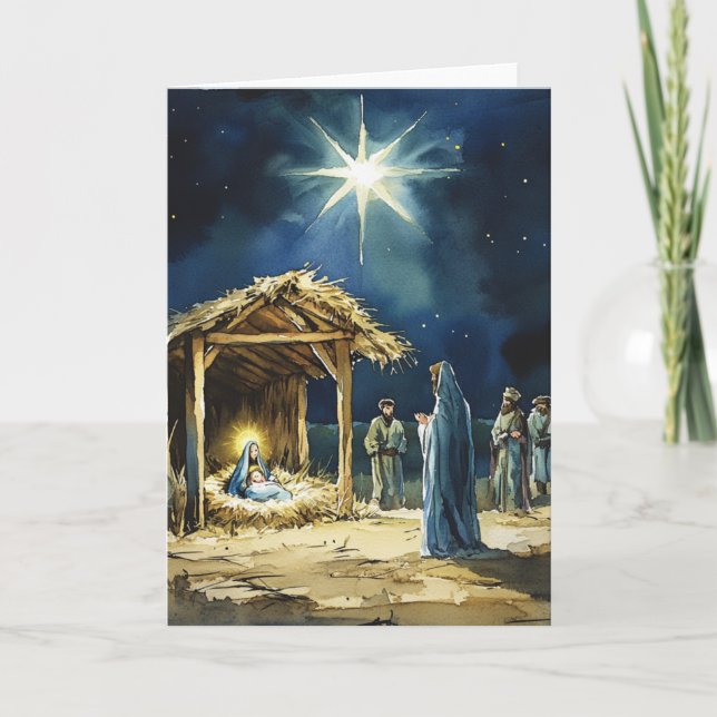 Carte À l'intérieur vide | Scène de la Nativité à l'aqua (Devant)