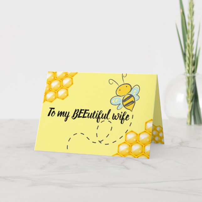 Carte À ma femme CUSTOM abeille et l'anniversaire de la  (Devant)
