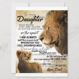 Carte À Ma Fille Lion Famille Cadeau, Fille Anniversaire