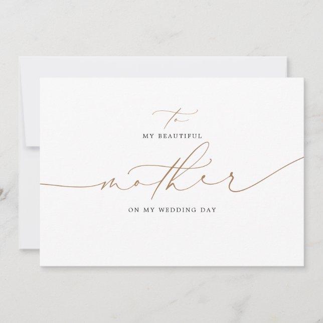 Carte À ma mère le jour de mon mariage élégant (Devant)