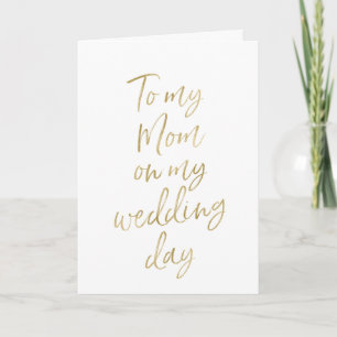 Carte À ma mère sur mon mariage Stylish Gold Lettré
