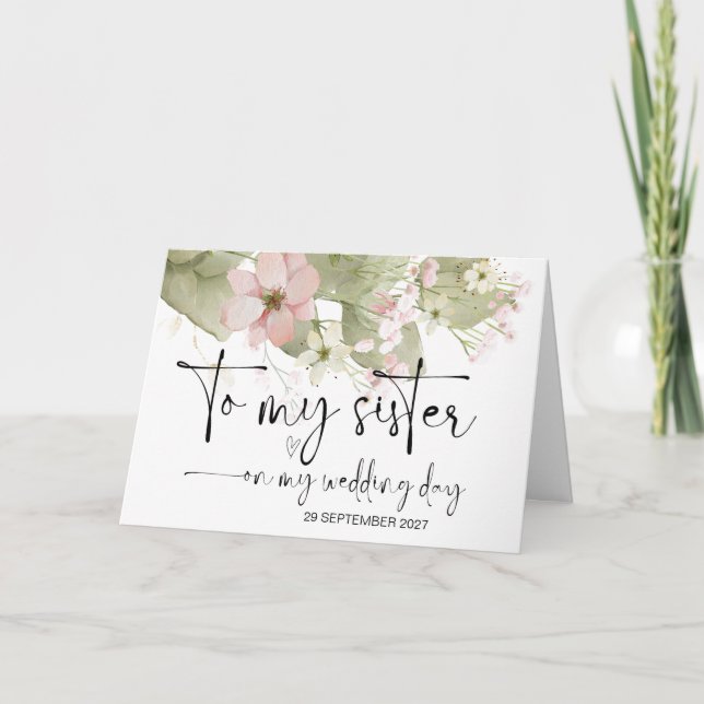 Carte À ma soeur le jour du mariage Merci mariée (Devant)