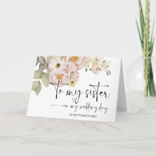 Carte À ma soeur le jour du mariage Merci mariée