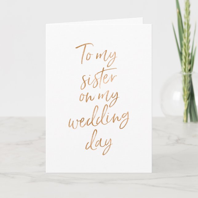 Carte À ma soeur sur mon mariage | Cuivre élégant (Devant)