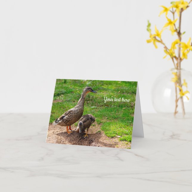Carte A Mallard Duck and her Duckling Greeting card (Fleur jaune)