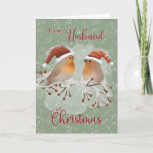 Carte À Mari aux oiseaux de Noël avec chapeaux de Père N