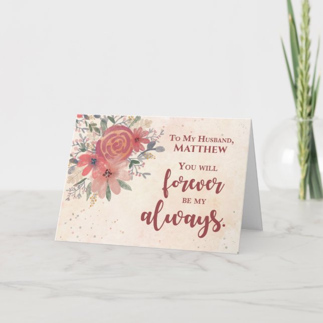 Carte À Mari Nom personnalisé Valentines Fleurs de Jour (Devant)