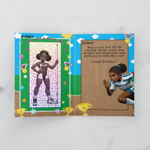 Carte A-Maze Black Girls Track Star Joyeux anniversaire
