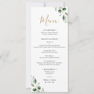 Carte à menu long Mariage simple Eucalyptus Greene