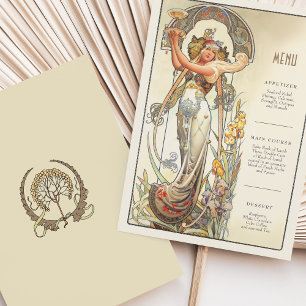 Carte à menu vintage chic Art nouveau Mariage