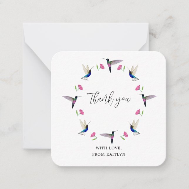 Carte à Merci plat Hummingbird personnalisée (Devant)