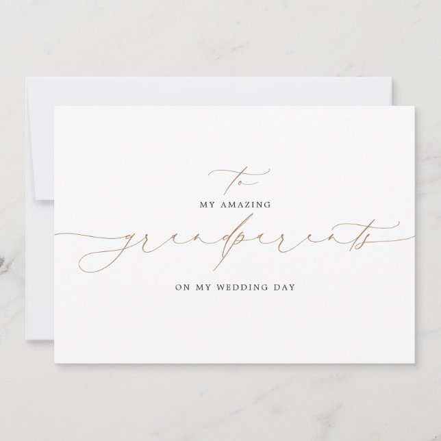 Carte À mes grands-parents le jour de mon mariage élégan (Devant)