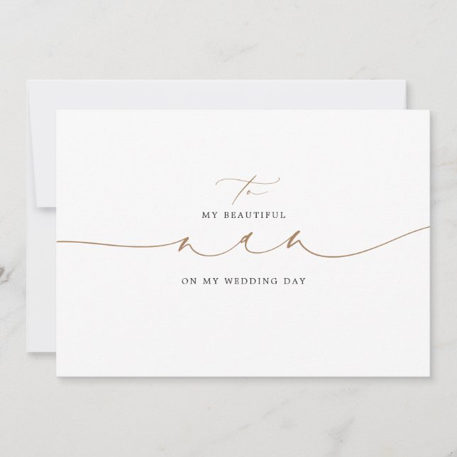 Carte À Mon Nan Le Jour De Mariage Élégant (Devant)