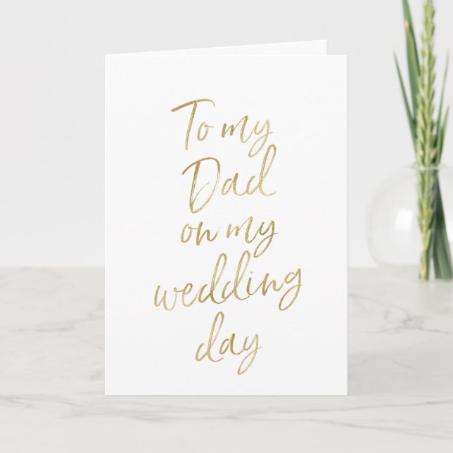 Carte À mon père sur mon mariage | Élégant Gold Lettré (Devant)