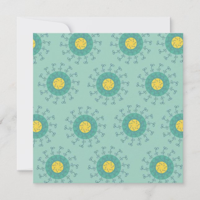 Carte à motif floral jaune et bleu (Devant)