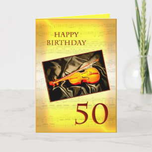 Carte A musical 50th birthday card with a violin