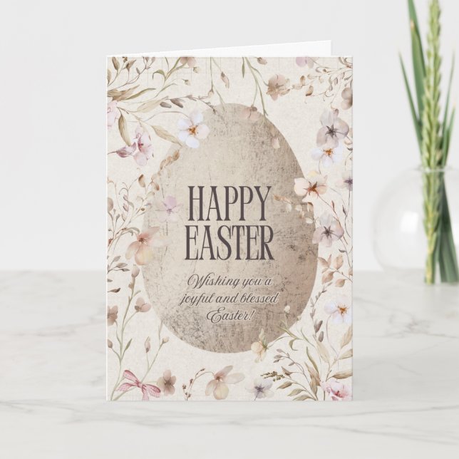 Carte A neutral colour Ester Card with an Easter (Devant)
