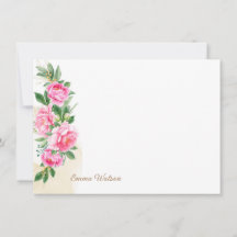 Carte à note personnalisée - pivoines florales