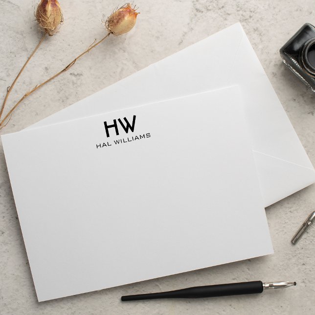 Carte à note plat Monogramme (Créateur téléchargé)