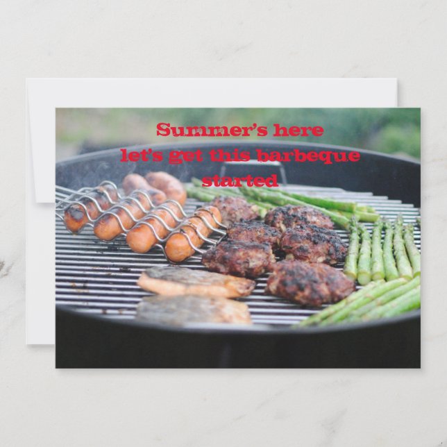Carte à note plate - Invitation barbecue (Devant)