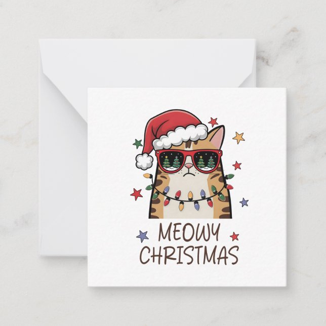 Carte à notes amusante Père Noël Cat "Meowy Christ (Devant)