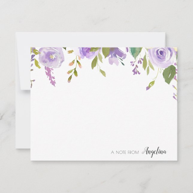 carte à notes personnalisée lavande florale (Devant)