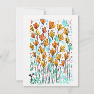 Carte à notes plats Fleurs aquarelles-3 (4,25 po x