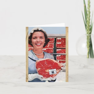 Carte à notes "Showing Off a Steak" de style vinta