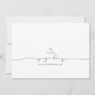 Carte À notre page Mariage garçon matin mignon message