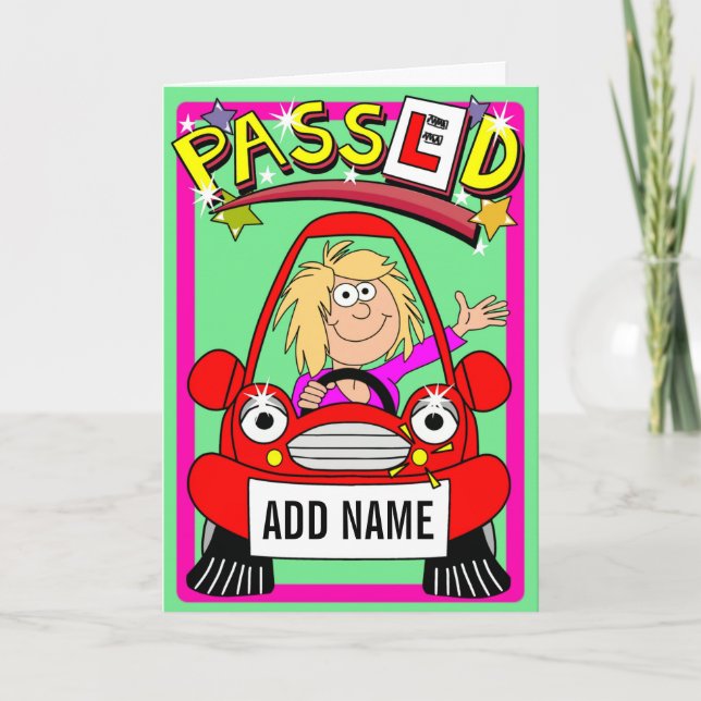 Carte  A passé l'examen de conduite - nom placé sur la p (Devant)
