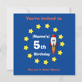 Carte à plat - Bateau à fusée Personnalisé Anniver