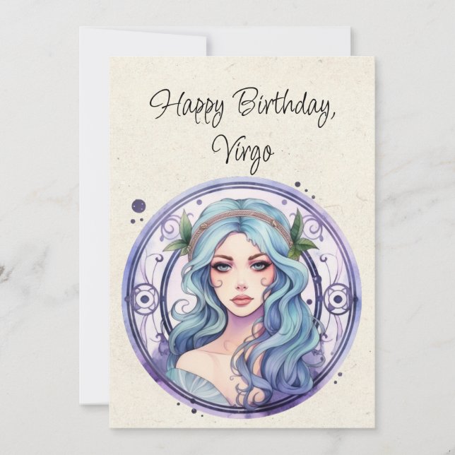 Carte à plat d'anniversaire Virgo Maiden Zodiac (Devant)