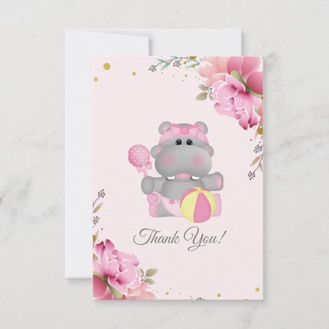 Carte à plat de Baby shower Hippo (Devant)