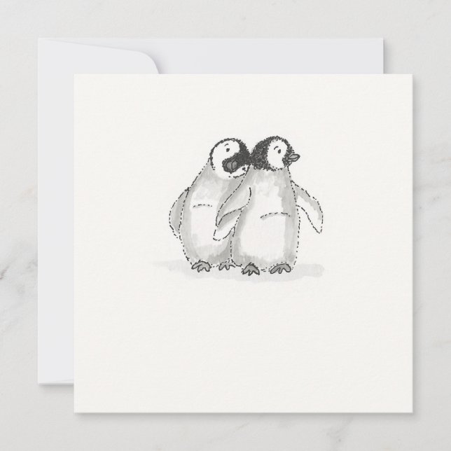 Carte à plat de pingouins pour bébés (Devant)