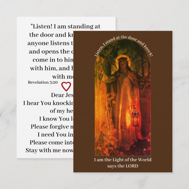 Carte à plat Jésus Lumière du monde (Devant / Derrière)