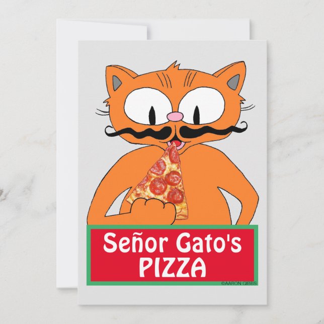 Carte à plat - La pizza de Señor Gato Drôle Mousta (Devant)