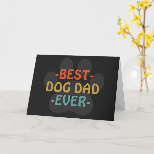Carte à plat personnalisée de Best Dog Papa (Fleur jaune)