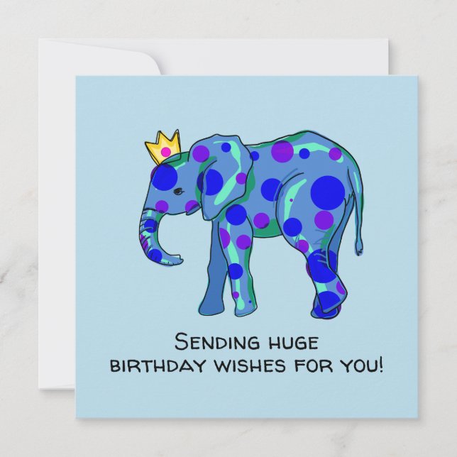 Carte à plat pour anniversaire éléphant (Devant)