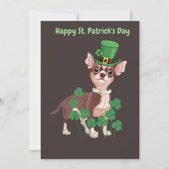 Carte à plat pour chihuahua de la Saint Patrick (Devant)