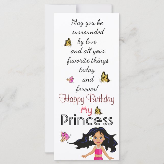 Carte à plat pour l'anniversaire de la fille (Devant)