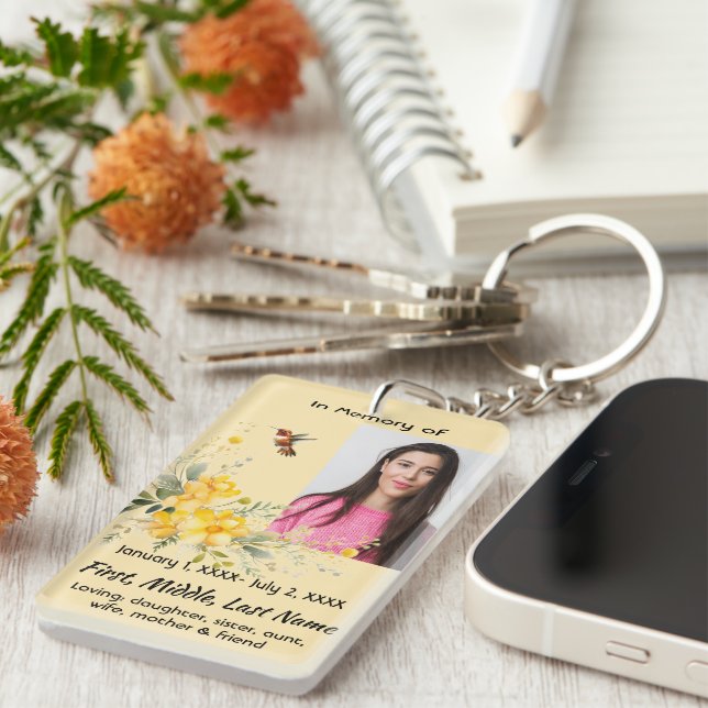 Carte à poche Memorial Colibri Roses Jaunes (Devant droit)