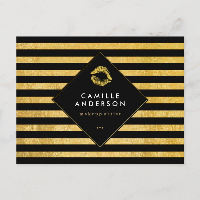 Carte à puce pour maquillage noir et or (Devant)