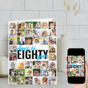 Carte À quatre-vingts ans, photo-collage 80e anniversair